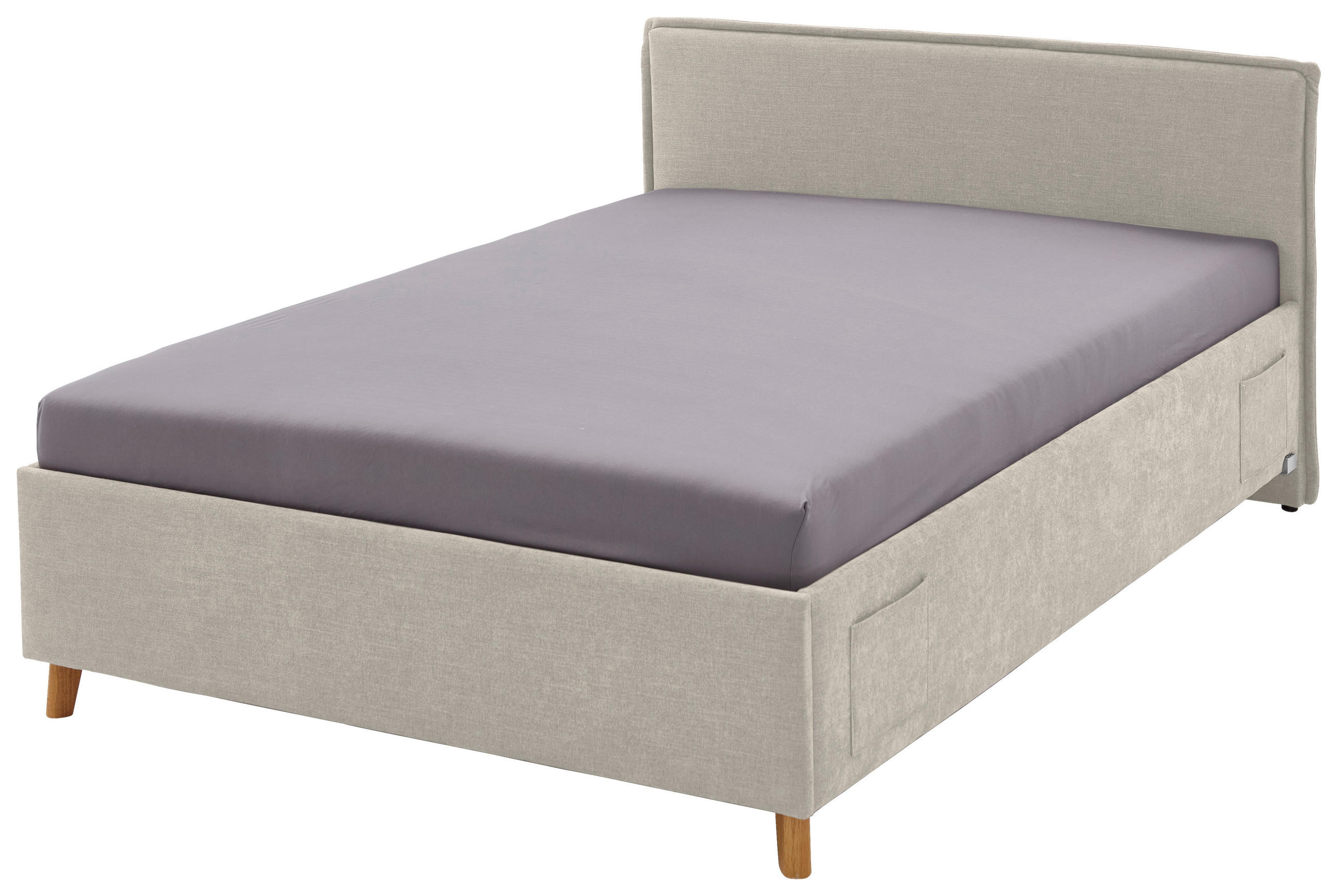 POLSTERBETT Lattenrost, Bettkasten 140/200 cm  in Beige  - Eichefarben/Birkefarben, KONVENTIONELL, Holz/Textil (140/200cm) - Stylife