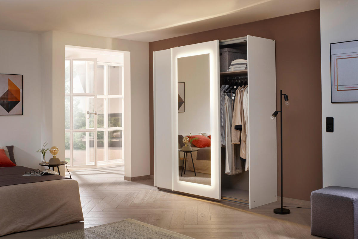 SCHWEBETÜRENSCHRANK 271/210/62 cm 3-türig Weiß  - Weiß, Design, Glas/Holzwerkstoff (271/210/62cm) - Rauch Möbel