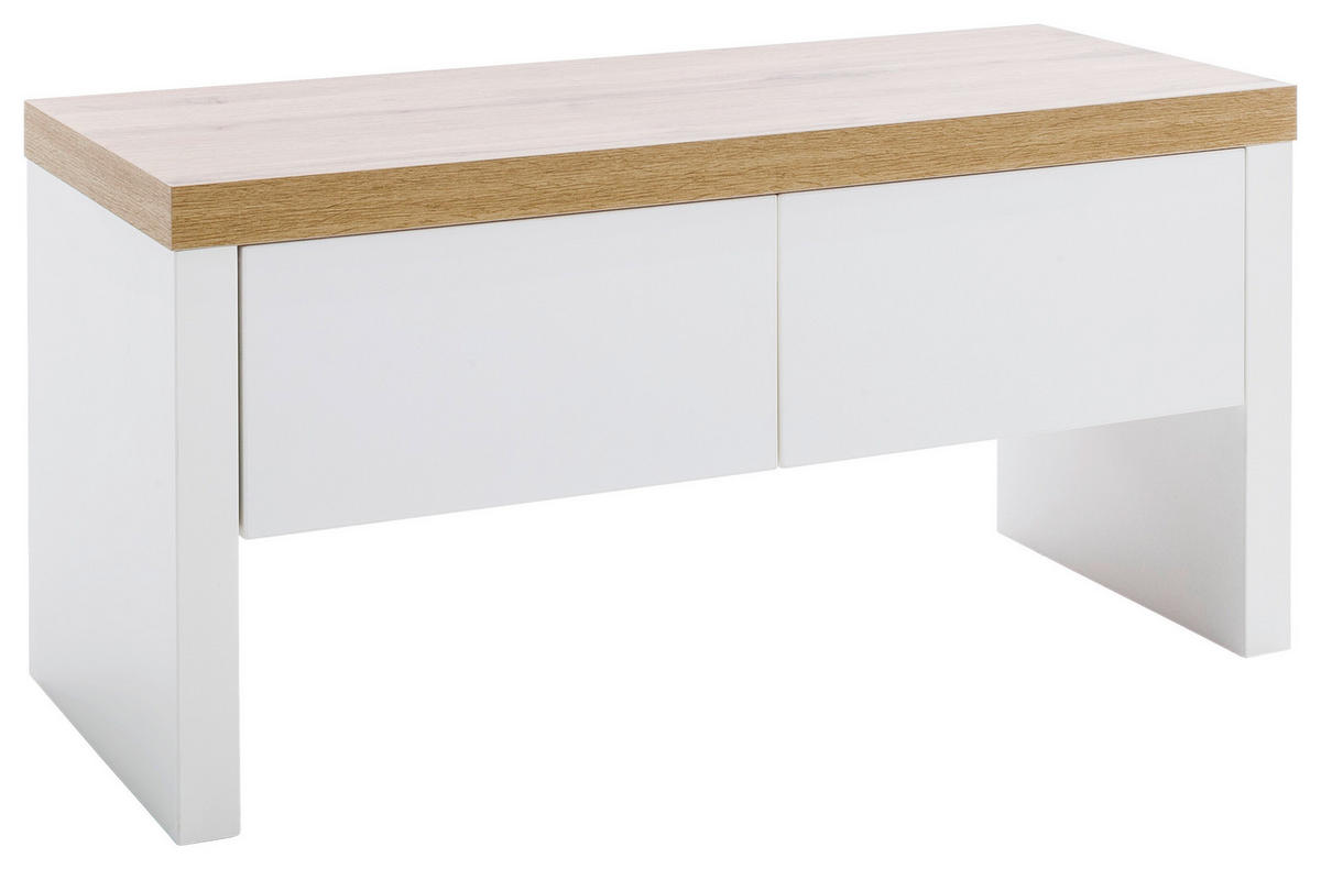 GARDEROBENBANK 91/45/38 cm  - Weiss/Eichefarben, Natur, Holzwerkstoff (91/45/38cm)