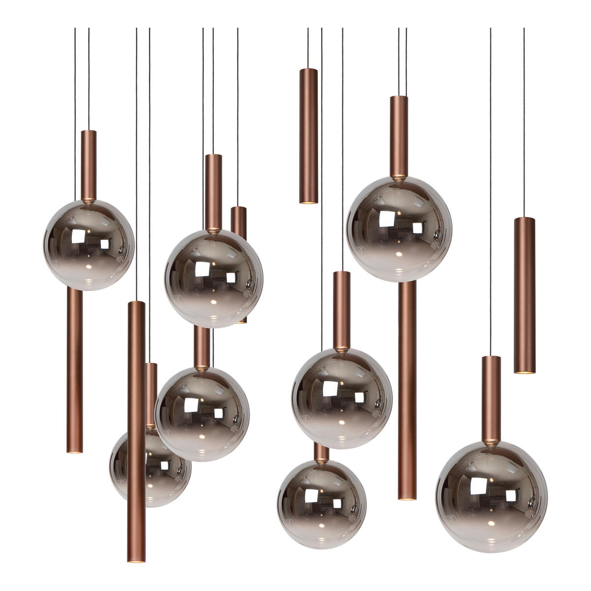LED-PENDELLEUCHTE JASMINE 140/54/210 cm   - Rot/Grau, Design, Metall (140/54/210cm) - Lucide