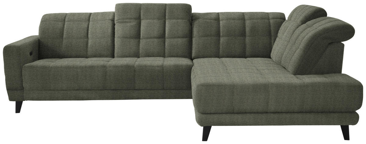 ECKSOFA in Webstoff Grün  302/216 cm  - Schwarz/Grün, Design, Holz/Textil (302/216cm) - Xora