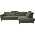 ECKSOFA in Webstoff Grün  302/216 cm  - Schwarz/Grün, Design, Holz/Textil (302/216cm) - Xora