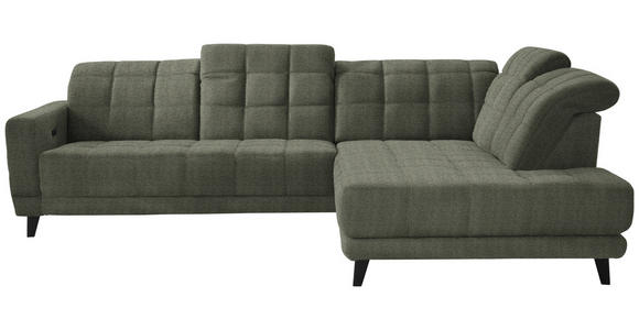 ECKSOFA in Webstoff Grün  302/216 cm  - Schwarz/Grün, Design, Holz/Textil (302/216cm) - Xora