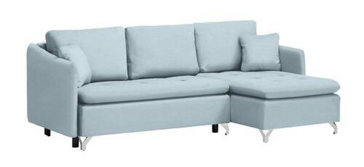 ECKSOFA in Flachgewebe Türkis  - Türkis/Silberfarben, Design, Textil/Metall (223/146cm) - Ti'me