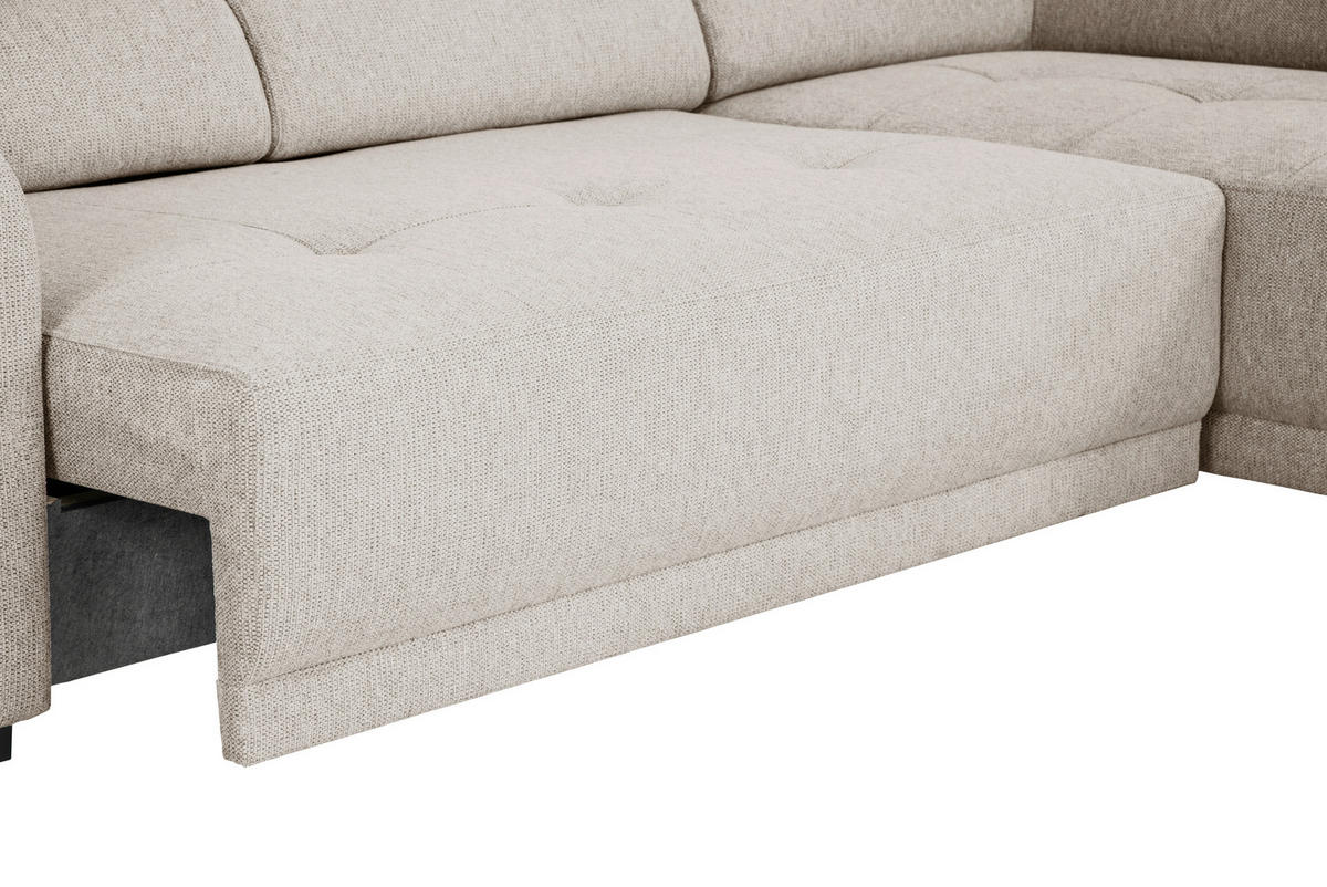 ECKSOFA in Struktur Greige  - Greige/Schwarz, Design, Kunststoff/Textil (205/284cm) - MID.YOU