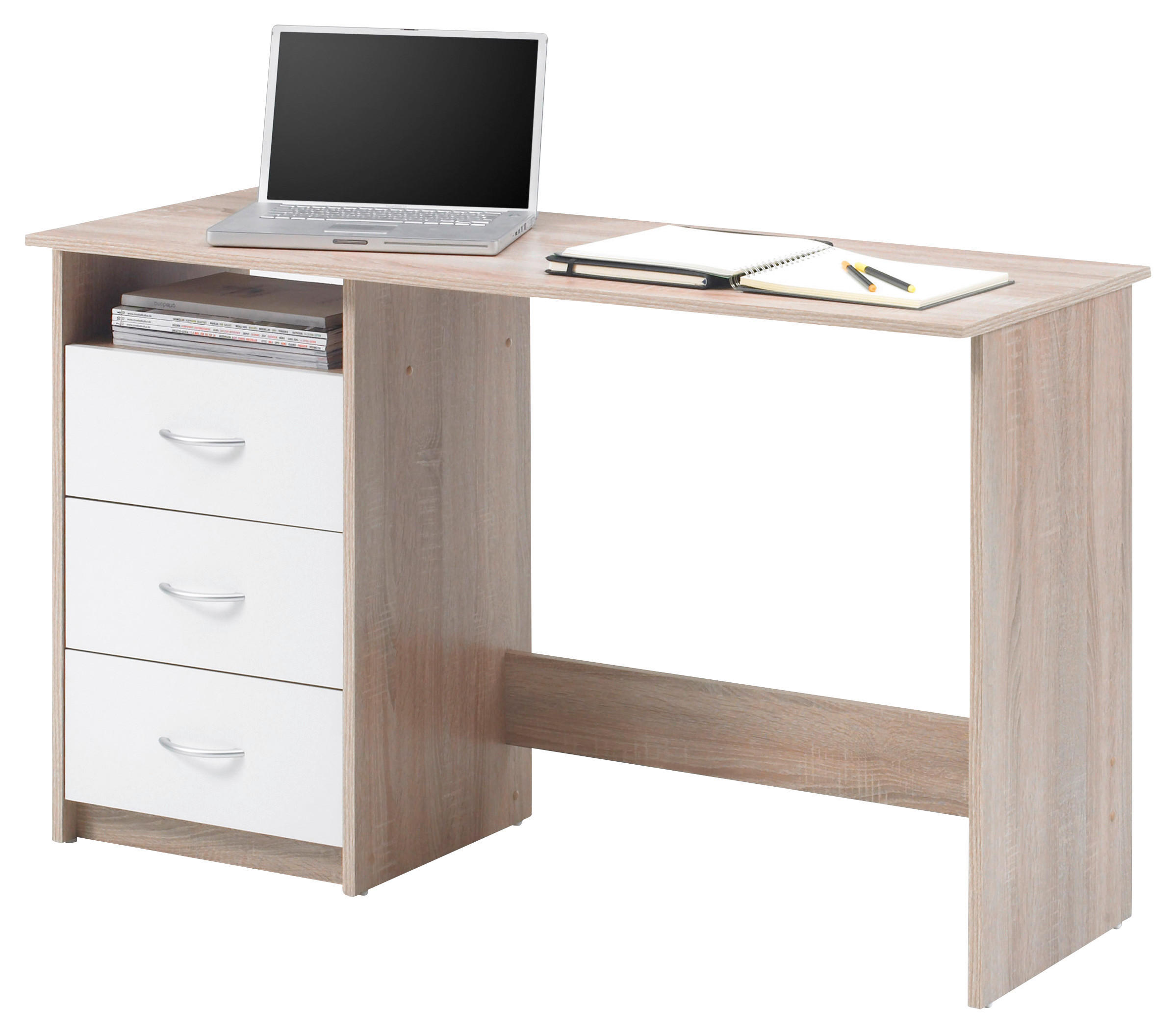 PISAĆI STOL  hrast Sonoma  drvni materijal  - bijela/srebrne boje, Design, drvni materijal/plastika (123/77/50cm) - Boxxx