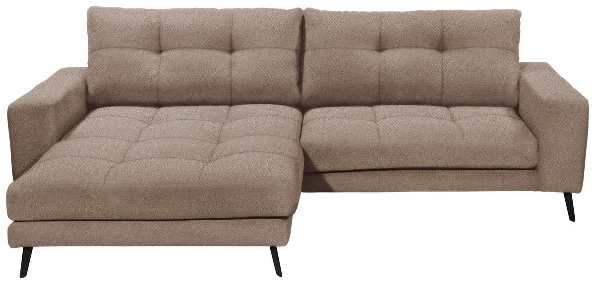 ECKSOFA ROCKPORT Taupe Webstoff  - Taupe/Schwarz, Basics, Textil/Metall (171/247cm) - Livetastic