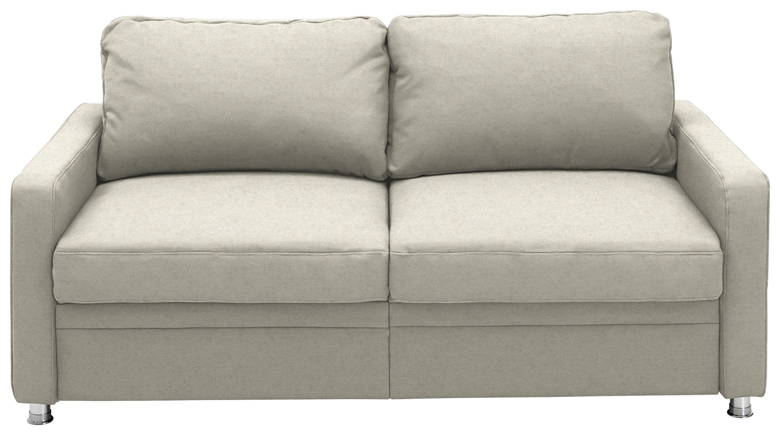 SCHLAFSOFA  in Chenille Naturfarben  - Chromfarben/Naturfarben, KONVENTIONELL, Textil/Metall (186/90/100cm) - Beldomo Style