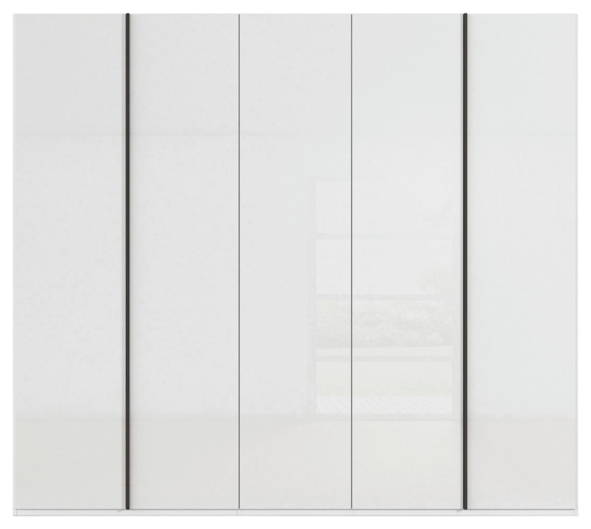 DREHTÜRENSCHRANK 251/223/61 cm,  in Weiß, 5-türig  - Graphitfarben/Weiß, Basics, Glas/Holzwerkstoff (251/223/61cm) - Novel