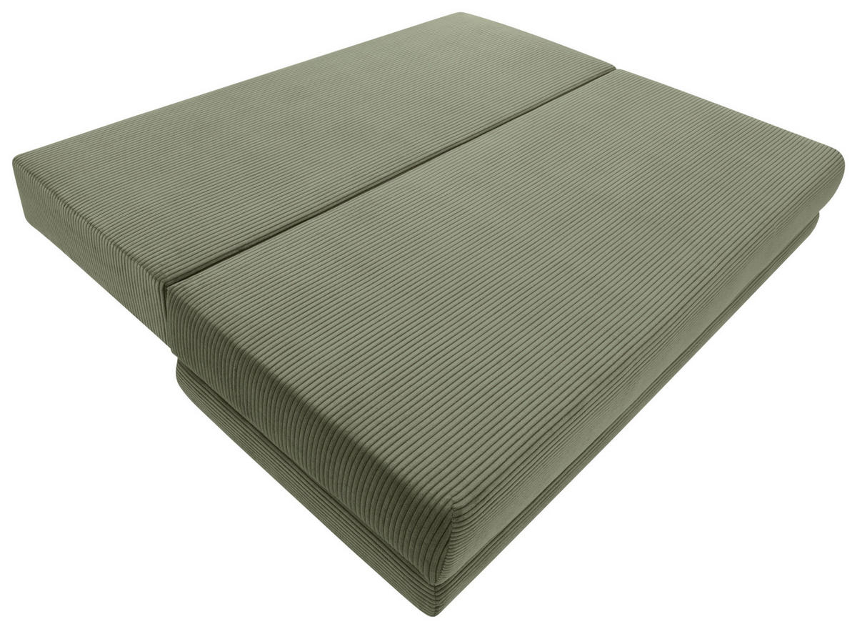 SCHLAFSOFA  mit Liegefunktion, Schlafen auf Sitzhöhe, Rücken echt Cord Salbeigrün  - Salbeigrün/Schwarz, KONVENTIONELL, Holz/Textil (196/96/103cm) - Carryhome