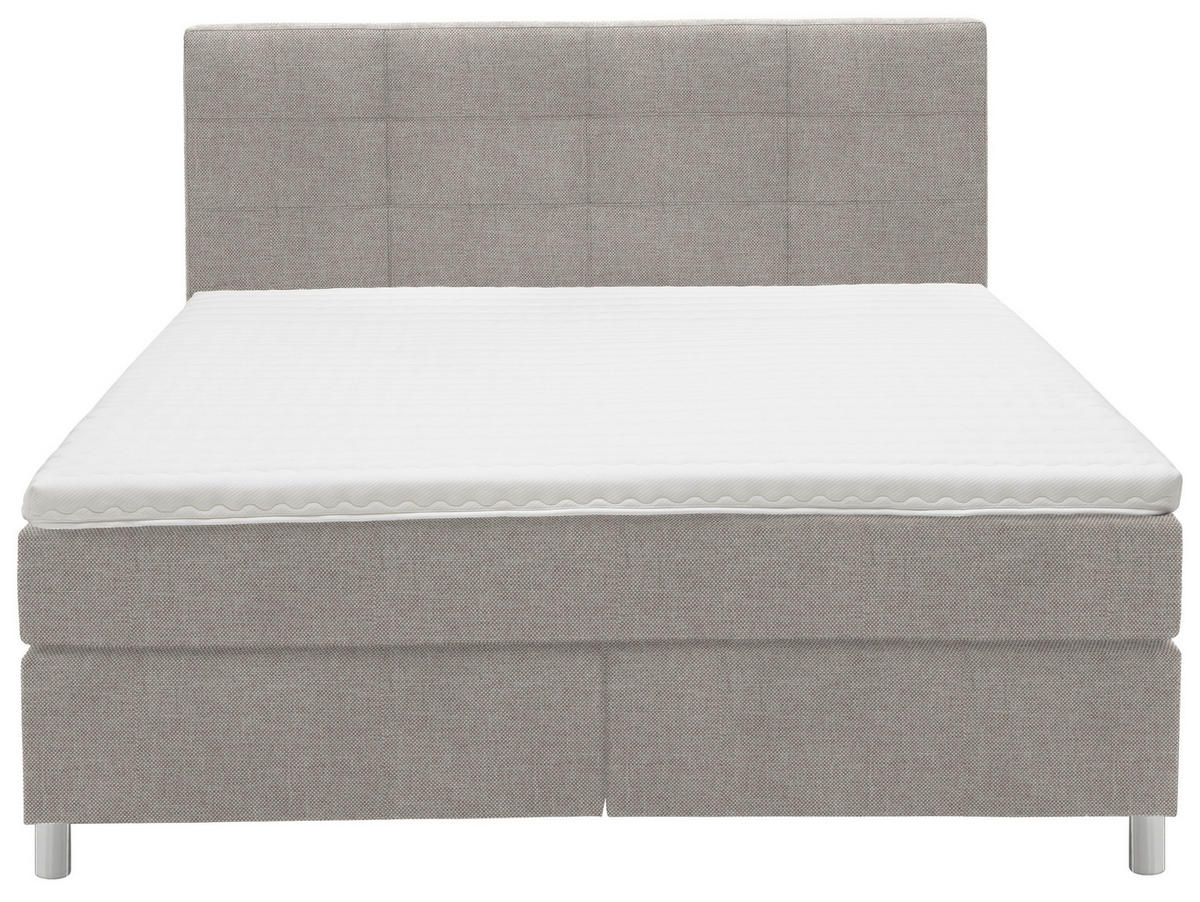 BOXSPRINGBETT 180/200 cm  in Greige  - Chromfarben/Greige, Konventionell, Kunststoff/Textil (180/200cm) - Voleo