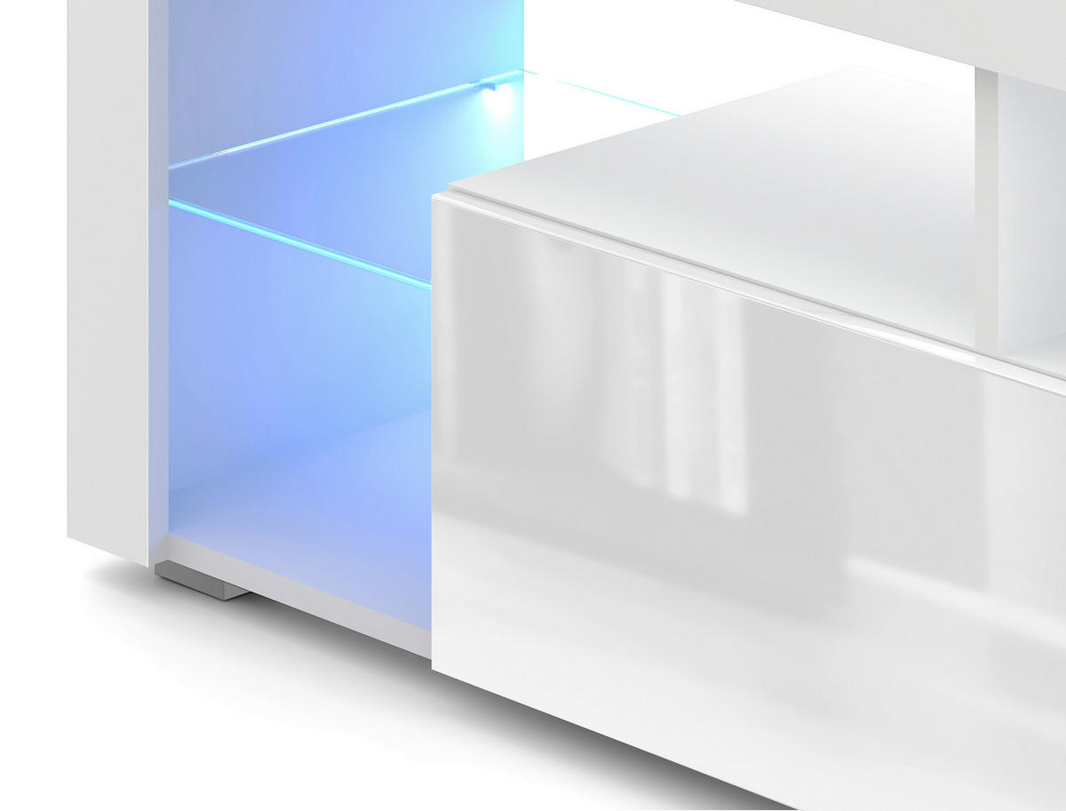 LOWBOARD EVEREST 140/50,5/35 cm  stehend  - Schwarz/Weiß, Design, Glas/Holzwerkstoff (140/50,5/35cm) - Livetastic