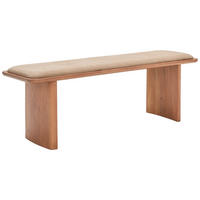 SITZBANK 140/40/45 cm Webstoff Walnussfarben Akazie massiv  - Walnussfarben/Creme, Design, Holz/Textil (140/40/45cm) - Livetastic