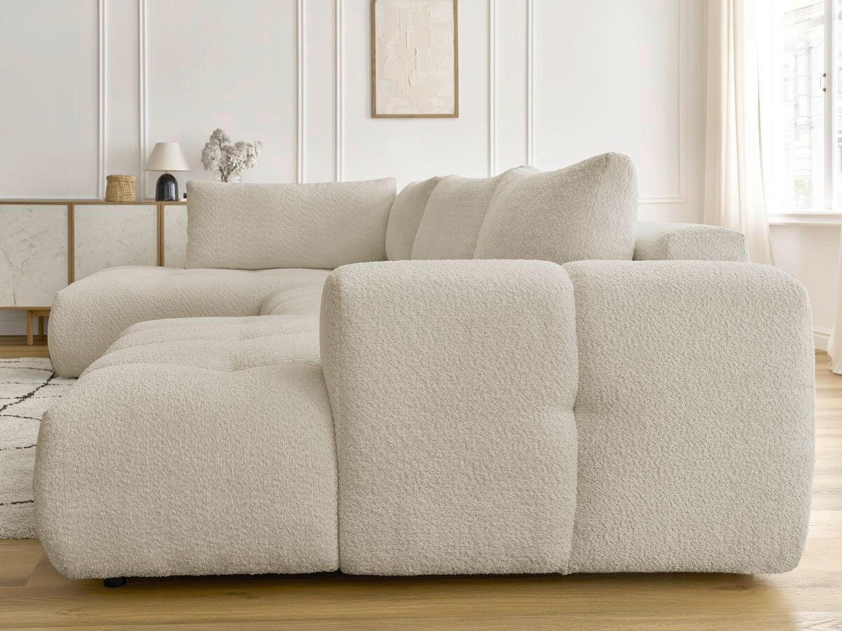 WOHNLANDSCHAFT  FUJI  Beige Bouclé  - Beige/Schwarz, MODERN, Kunststoff/Textil (204/377/160cm)