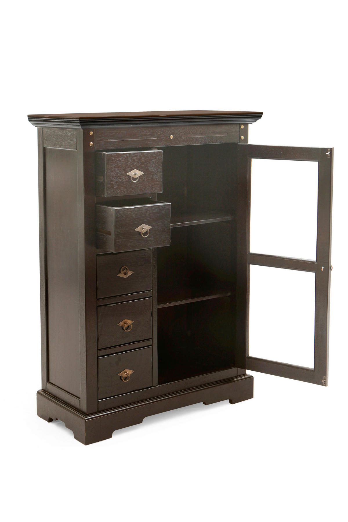 MEHRZWECKSCHRANK 86/122,5/39 cm  in Schwarz  - Messingfarben/Schwarz, MODERN, Glas/Holz (86/122,5/39cm) - MID.YOU