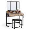 SCHMINKTISCH Eichefarben, Schwarz  - Eichefarben/Schwarz, Trend, Glas/Holzwerkstoff (90/40/141cm) - Boxxx