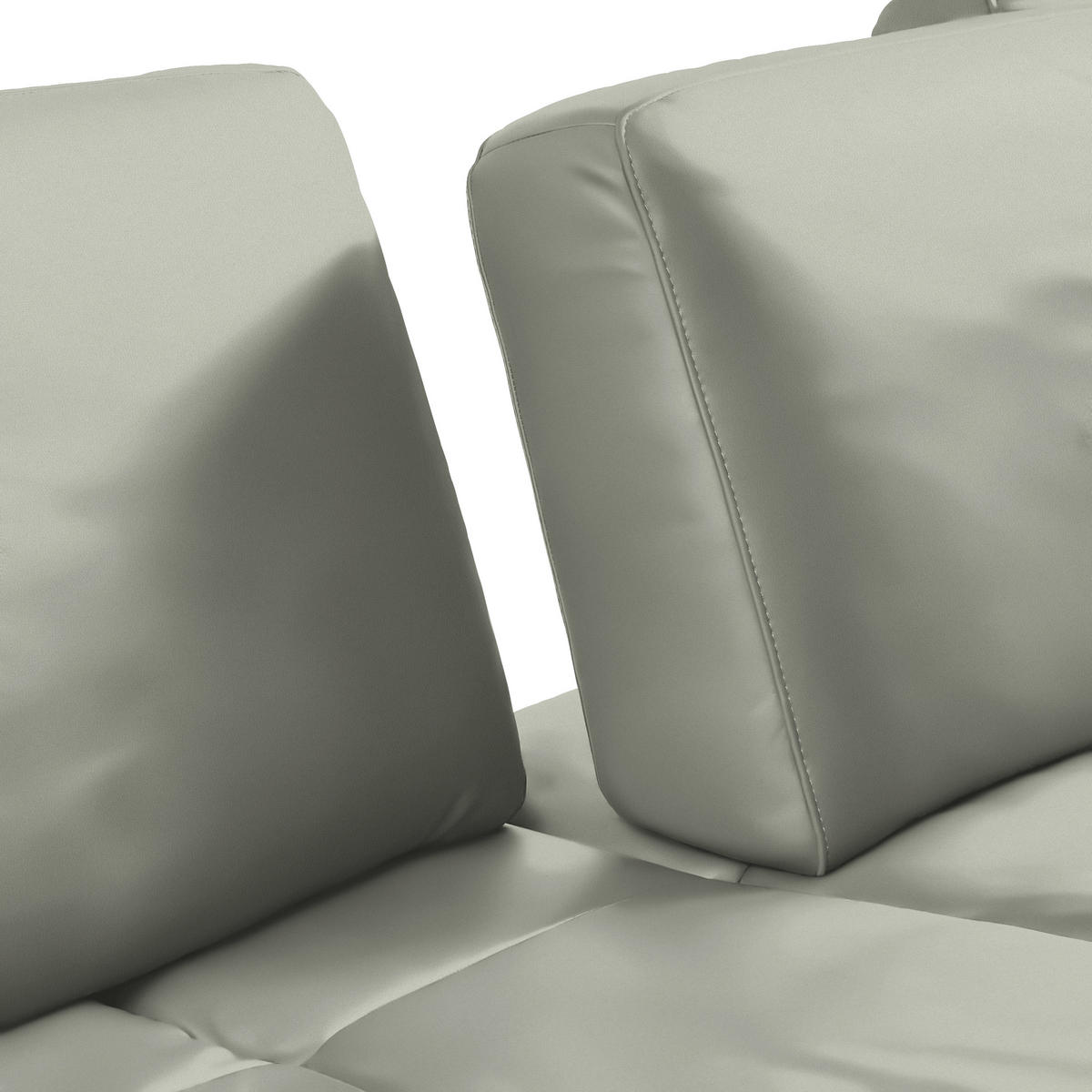ECKSOFA in Echtleder Hellgrau  - Hellgrau/Bronzefarben, Design, Leder/Holz (314/176cm) - Valnatura