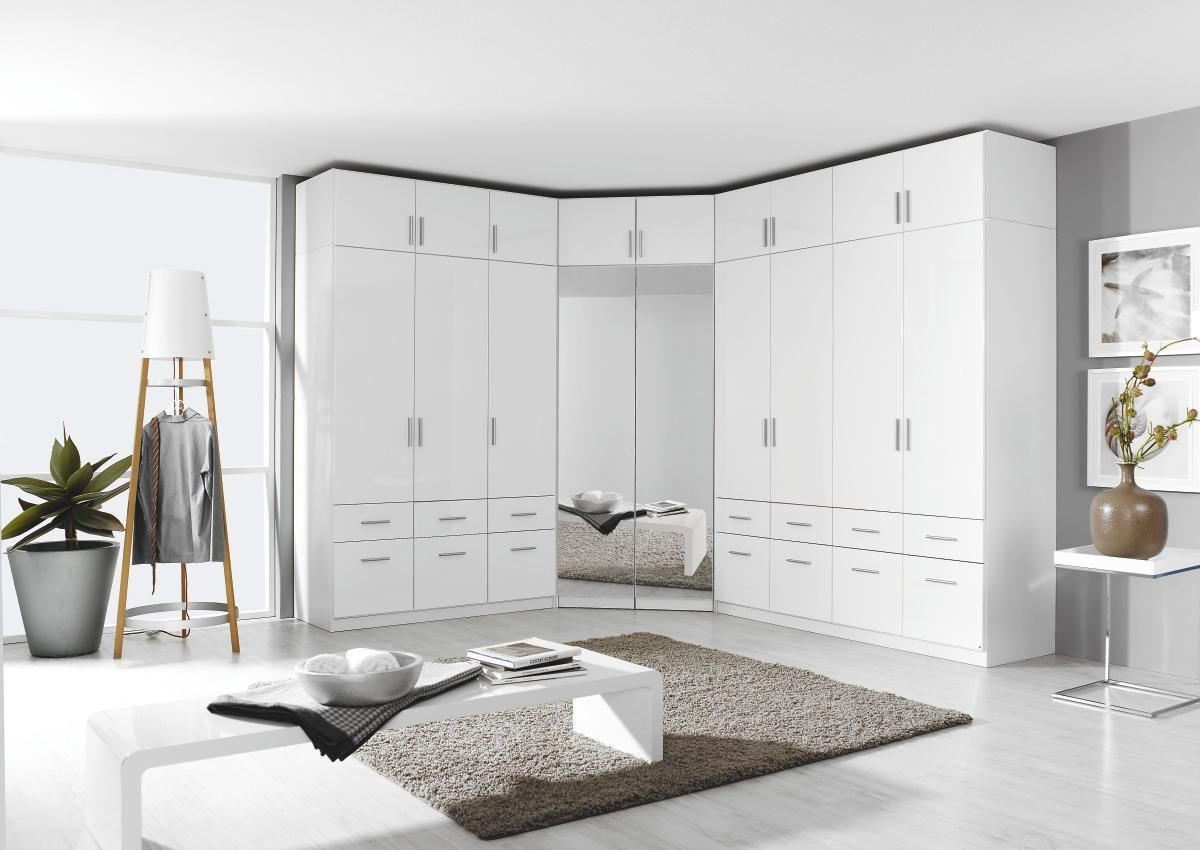 KOTNA OMARA, bela  - bela/barve aluminija, Design, umetna masa/steklo (117/197/117cm) - Carryhome