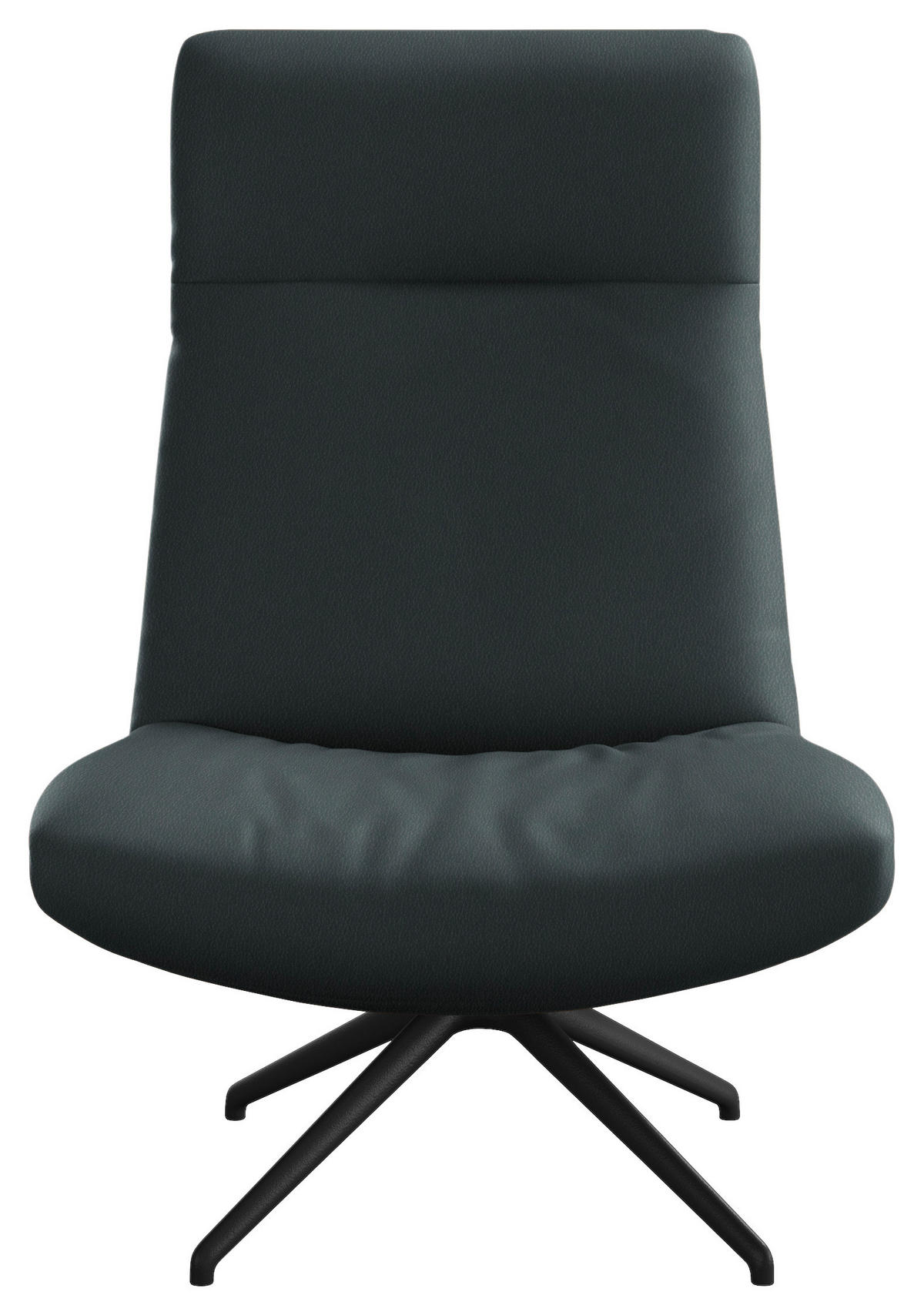 SESSEL in Echtleder Graublau  - Graublau/Schwarz, MODERN, Leder/Metall (74/105/92cm) - Johann Jakob