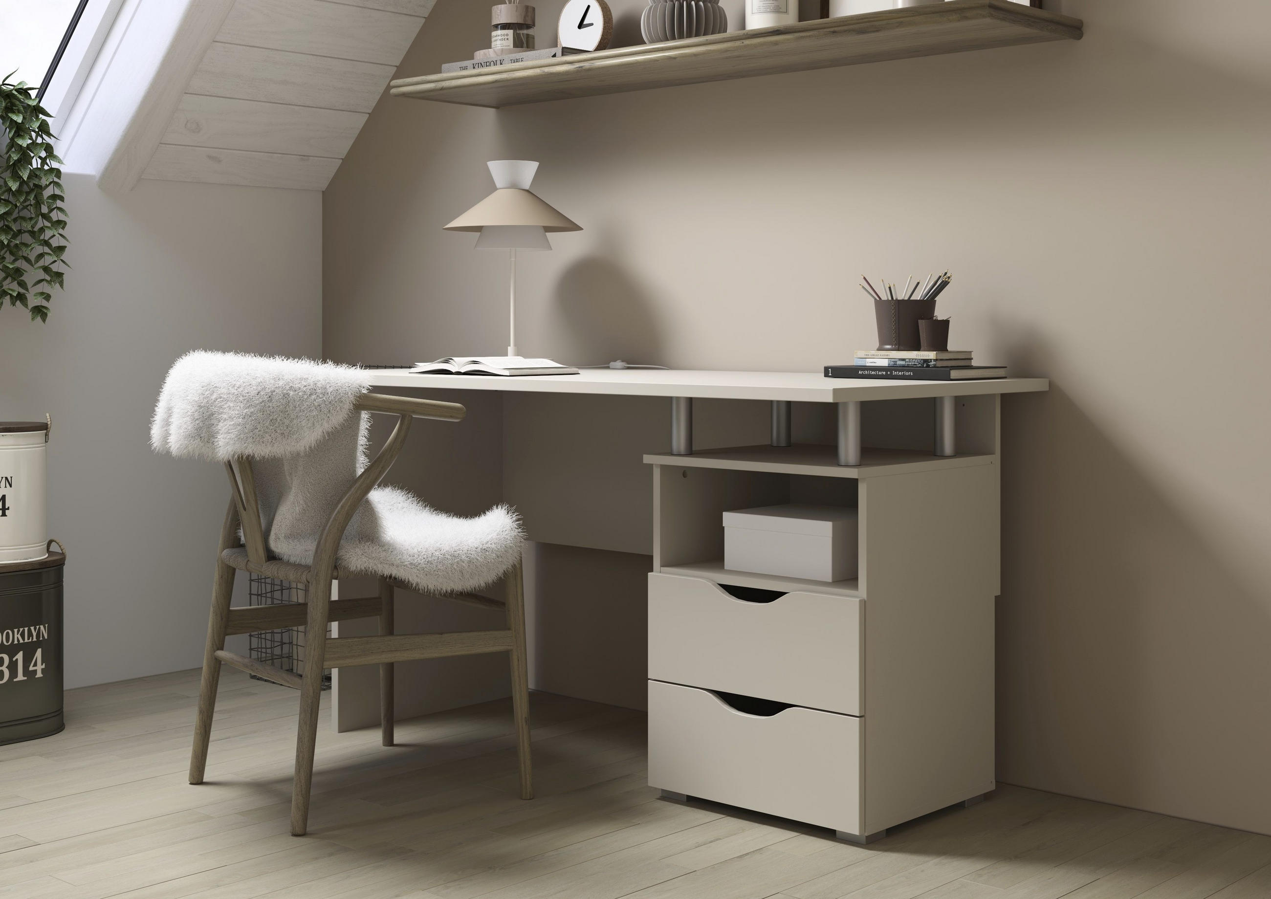 SCHREIBTISCH 140/66/75 cm  in Champagner  - Champagner, Basics, Holzwerkstoff (140/66/75cm) - Boxxx