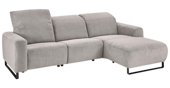 ECKSOFA in Cord Grau  - Schwarz/Grau, KONVENTIONELL, Textil/Metall (266/180cm) - Hom`in