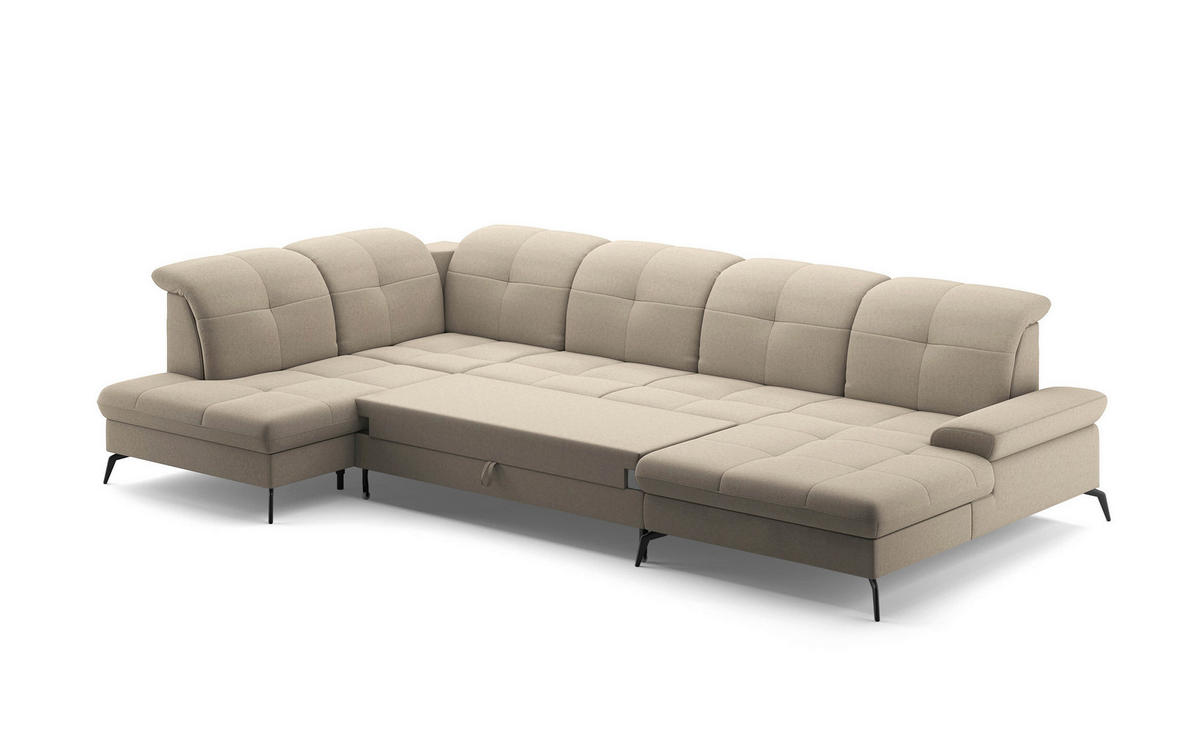 WOHNLANDSCHAFT in Flachgewebe Taupe  - Taupe/Schwarz, Konventionell, Textil/Metall (231/357/185cm) - Sit & More