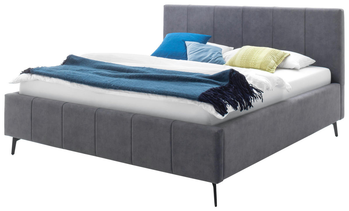 POLSTERBETT 160/200 cm  in Anthrazit  - Birkefarben/Anthrazit, Konventionell, Holz/Textil (160/200cm) - Boxxx