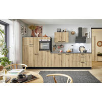 KÜCHENBLOCK PN 100 370 cm  in Graphitfarben, Eichefarben  - Eichefarben/Schwarz, Design, Holzwerkstoff/Metall (370cm) - Pino