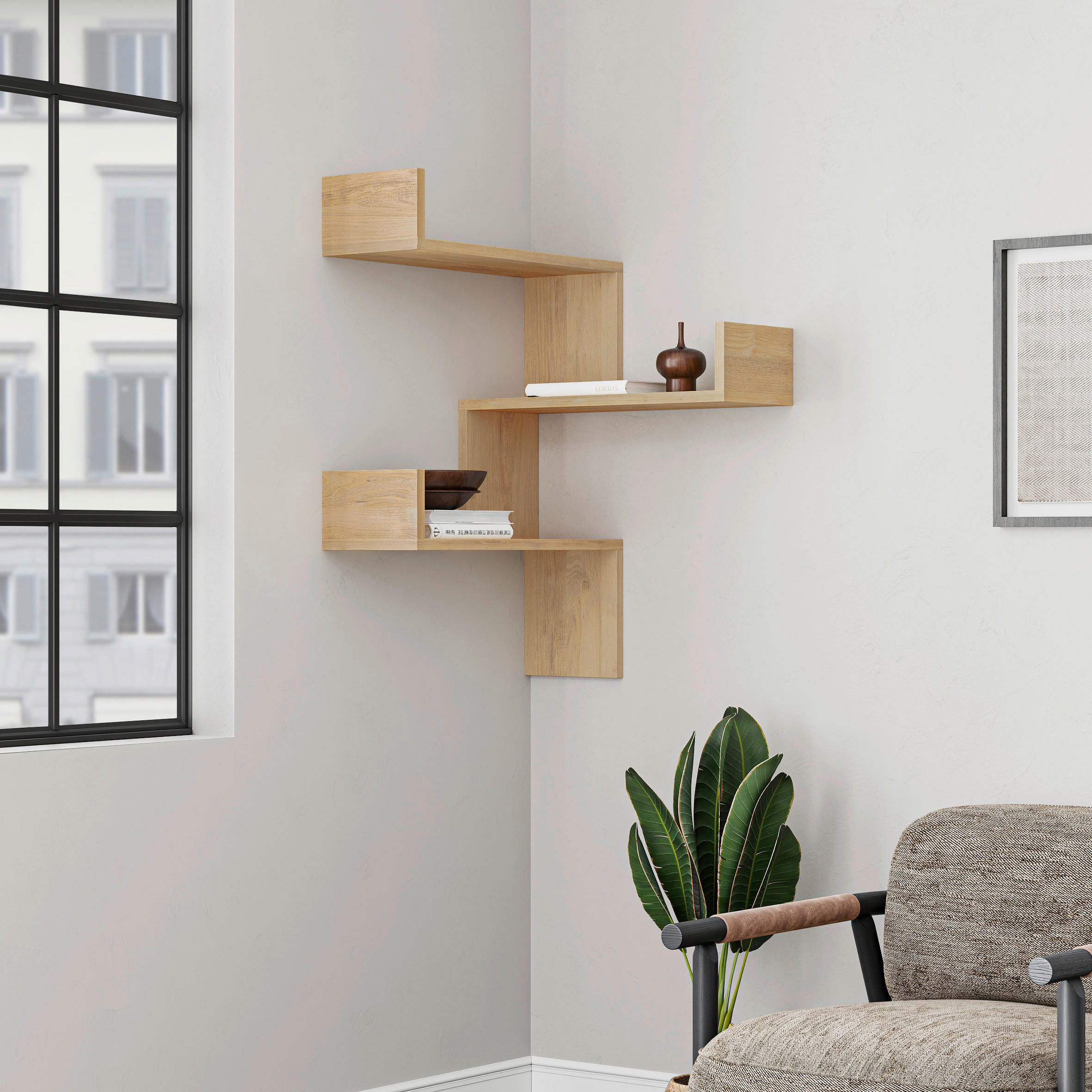NÁSTENNÝ REGÁL, farba duba - farba duba, Design, kompozitné drevo (60/90/22cm) - Livetastic