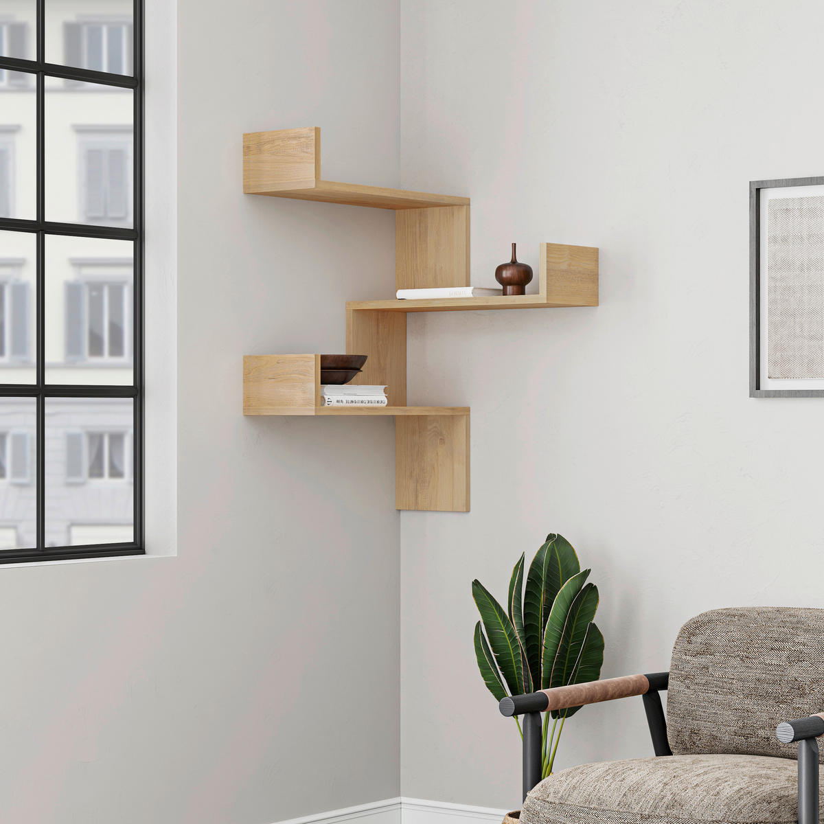 WANDREGAL 60/90/22 cm  - Eichefarben, Design, Holzwerkstoff (60/90/22cm) - Livetastic