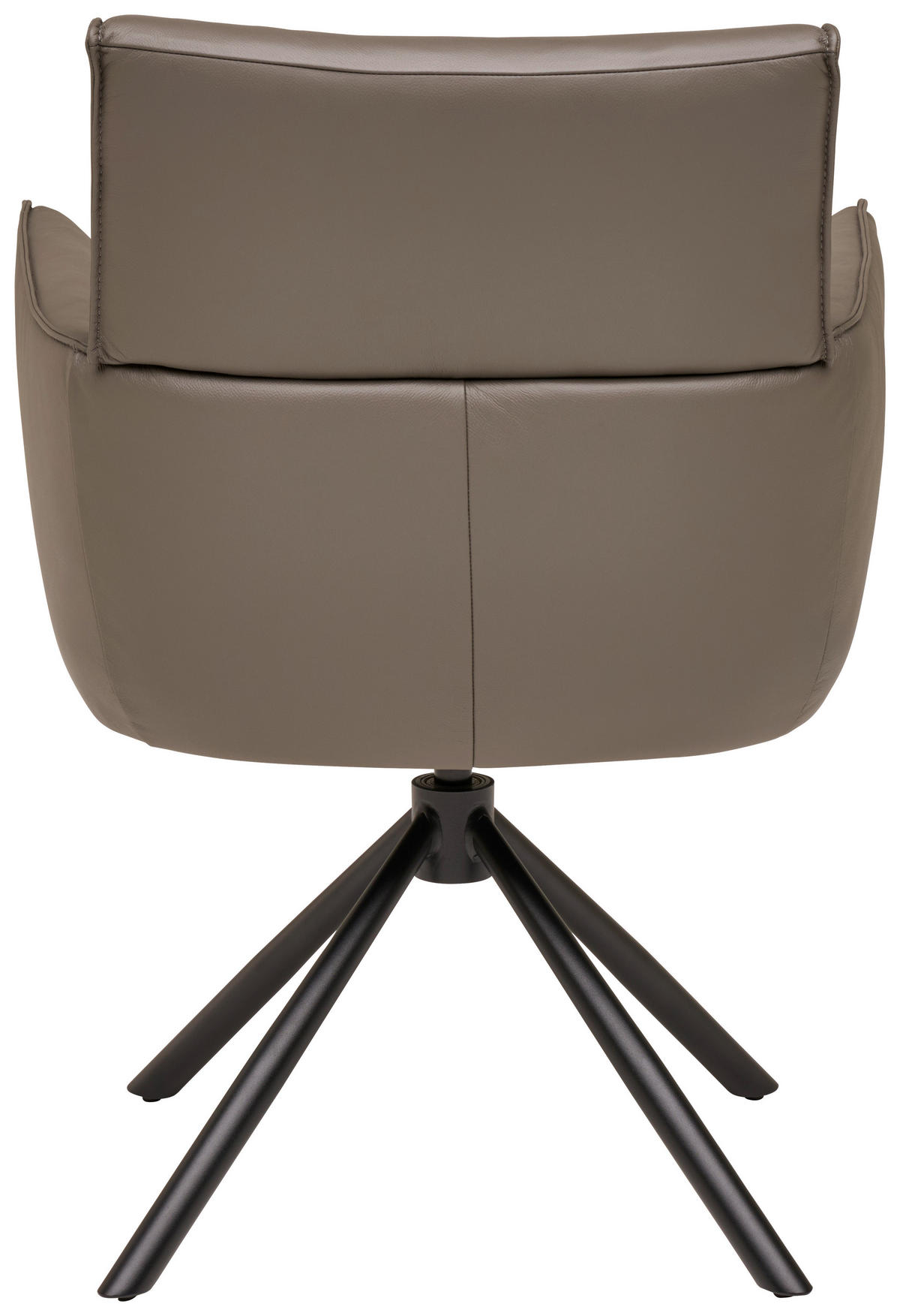 Armlehnstuhl Leder Grau  Sitzfläche 360° drehbar, automatische Rückholfunktion  Echtleder  Grau  - Schwarz/Grau, MODERN, Leder/Metall (64/90,5/64,5cm) - Livetastic