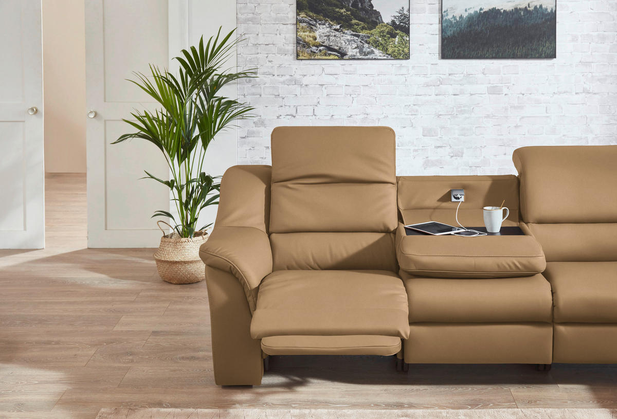 ECKSOFA  in Echtleder Cappuccino  324/260 cm  - Chromfarben/Cappuccino, KONVENTIONELL, Leder/Kunststoff (324/260cm) - Cantus