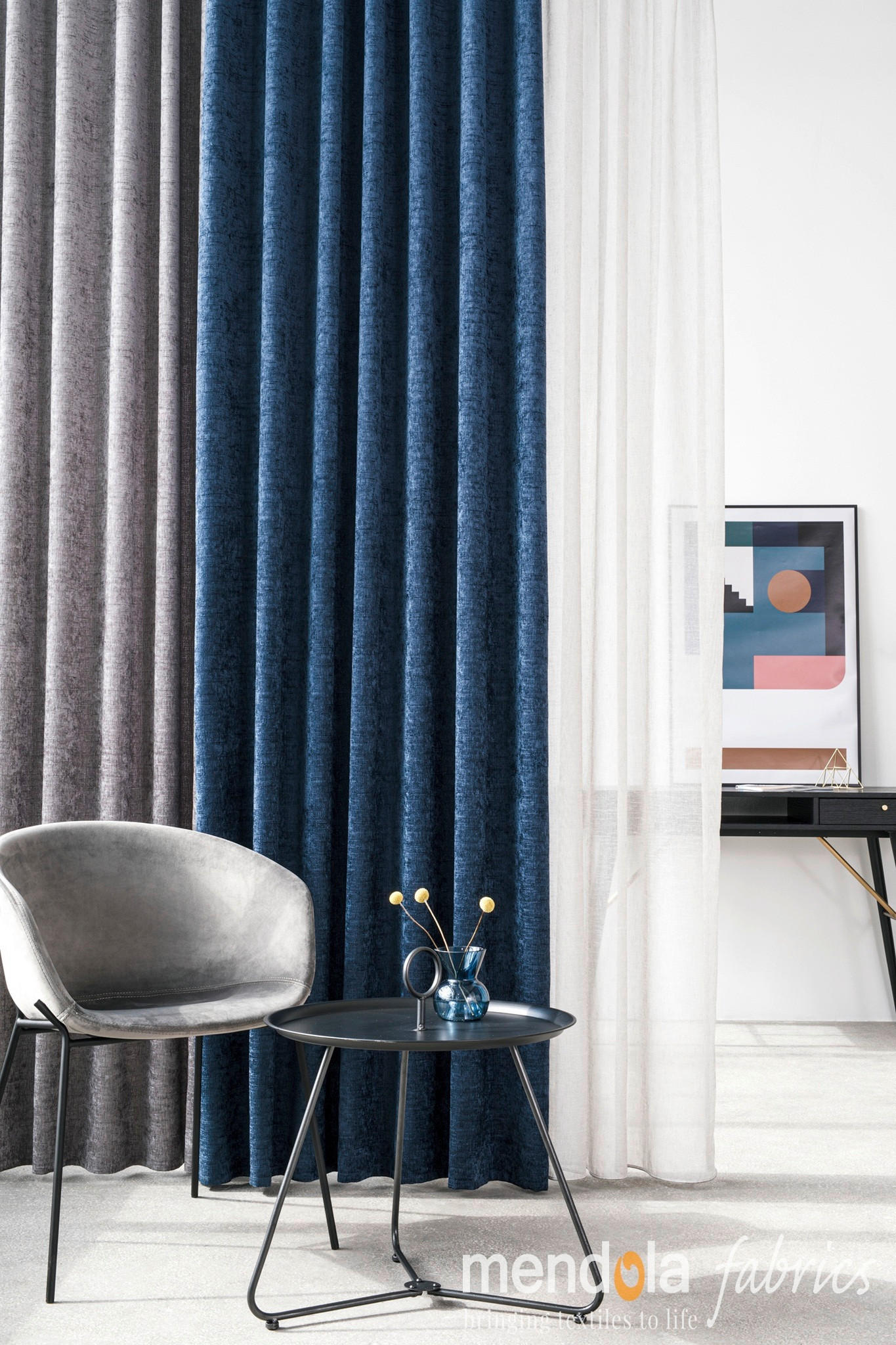 MATERIAL PERDELE șI DRAPERII black-out (nu permite trecerea luminii)  - albastru, Basics, textil (80/25/25cm)