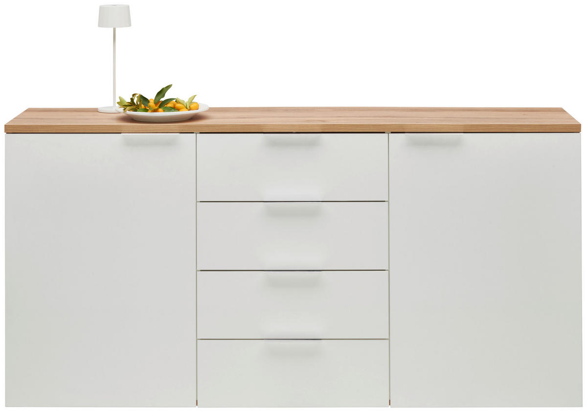 SIDEBOARD 180/89/43 cm  - kromfärg/vit högglans, Design, metall/trämaterial (180/89/43cm) - Xora