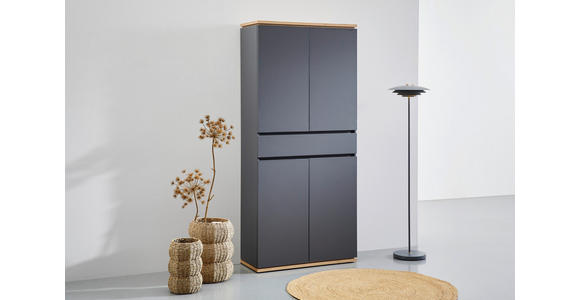 SCHUHSCHRANK 90/200/38 cm  - Graphitfarben/Schwarz, Design, Holzwerkstoff/Kunststoff (90/200/38cm) - Xora