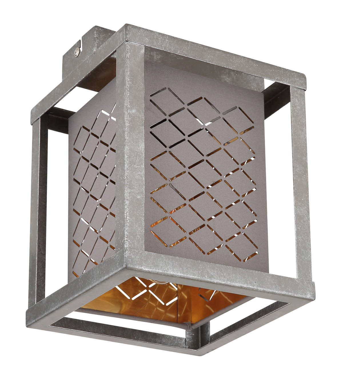 DECKENLEUCHTE Thomas 17/17/22,5 cm   - Silberfarben/Goldfarben, Design, Textil/Metall (17/17/22,5cm) - Globo