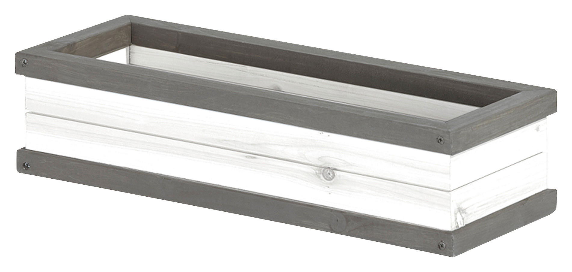 BLUMENKASTEN - Weiss/Grau, Konventionell, Holz (54/11,5/19cm)