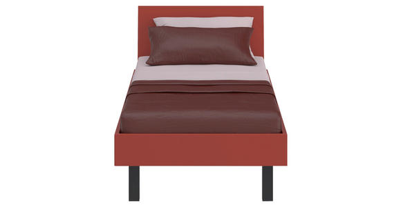 BETT 90/200 cm  in Rot, Koralle  - Koralle/Rot, Design, Holzwerkstoff/Metall (90/200cm) - Xora