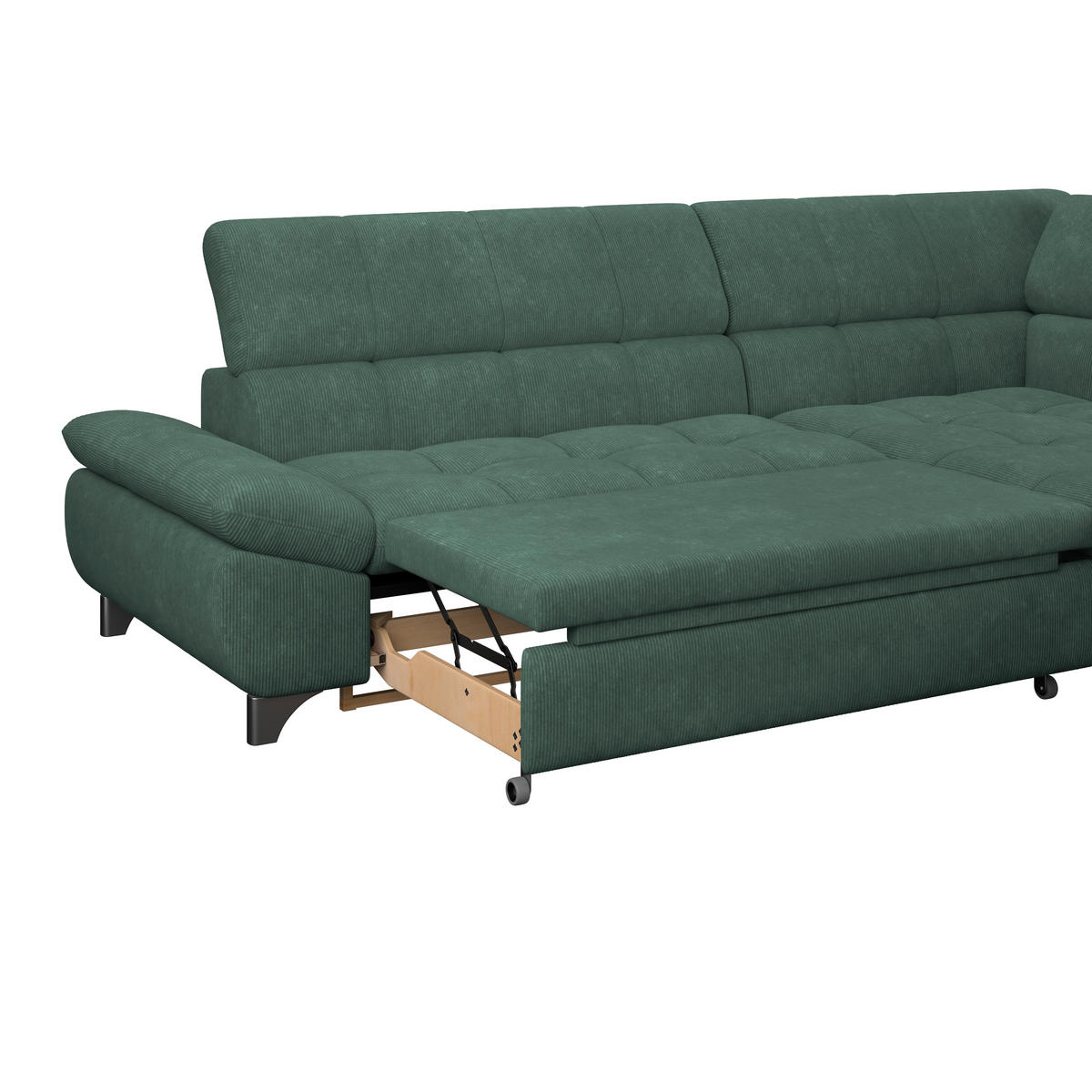 ECKSOFA Waldgrün Chenille  - Waldgrün/Chromfarben, KONVENTIONELL, Textil/Metall (312/234cm) - Livetastic