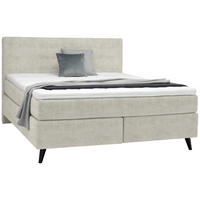 BOXSPRINGBETT 180/200 cm  in Ecru  - Ecru/Schwarz, Konventionell, Holz/Textil (180/200cm) - Voleo