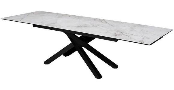 ESSTISCH in Metall, Glas, Keramik 180-280/76/98 cm - Schwarz/Weiß, Design, Glas/Keramik (180-280/76/98cm) - Novel