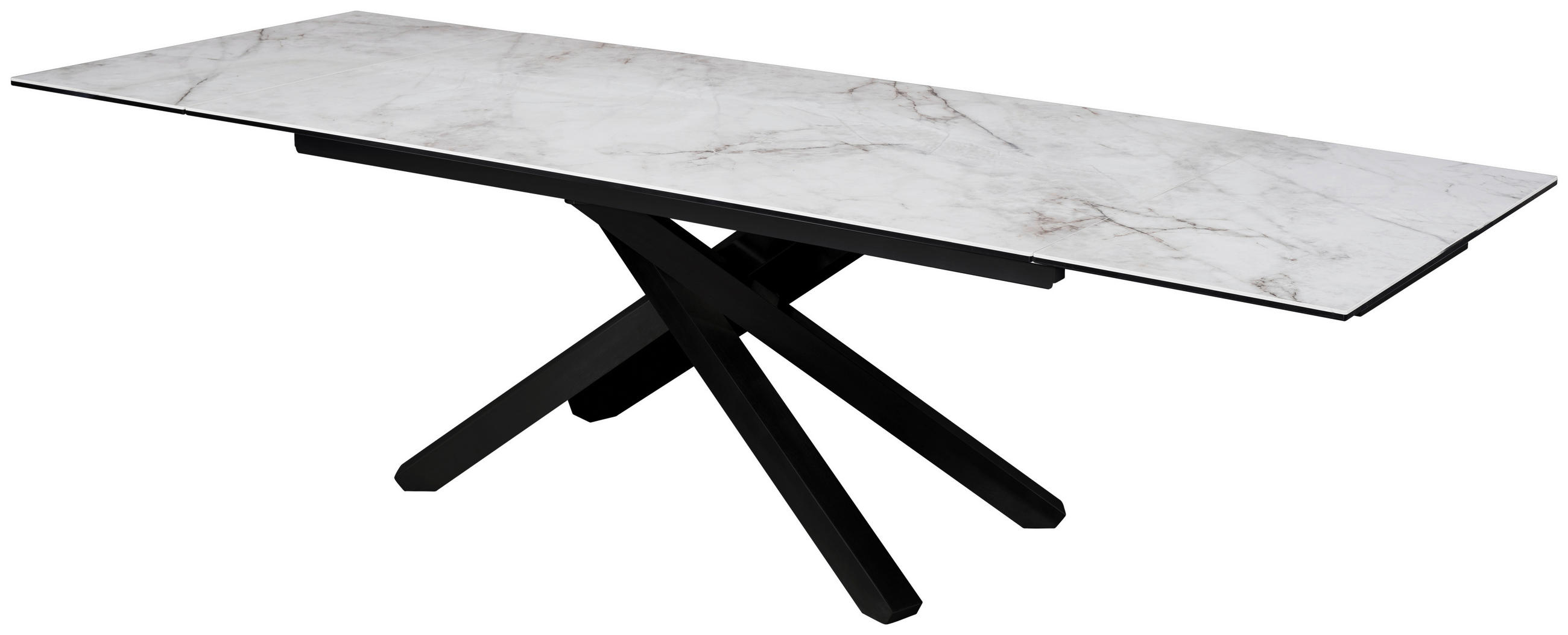 ESSTISCH in Metall, Glas, Keramik 180-280/76/98 cm  - Weiss/Schwarz, Design, Glas/Keramik (180-280/76/98cm) - Novel
