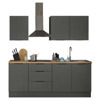 KÜCHENLEERBLOCK   in Graphitfarben  - Schwarz/Graphitfarben, Basics, Holzwerkstoff/Metall (210/211/60cm) - Xora