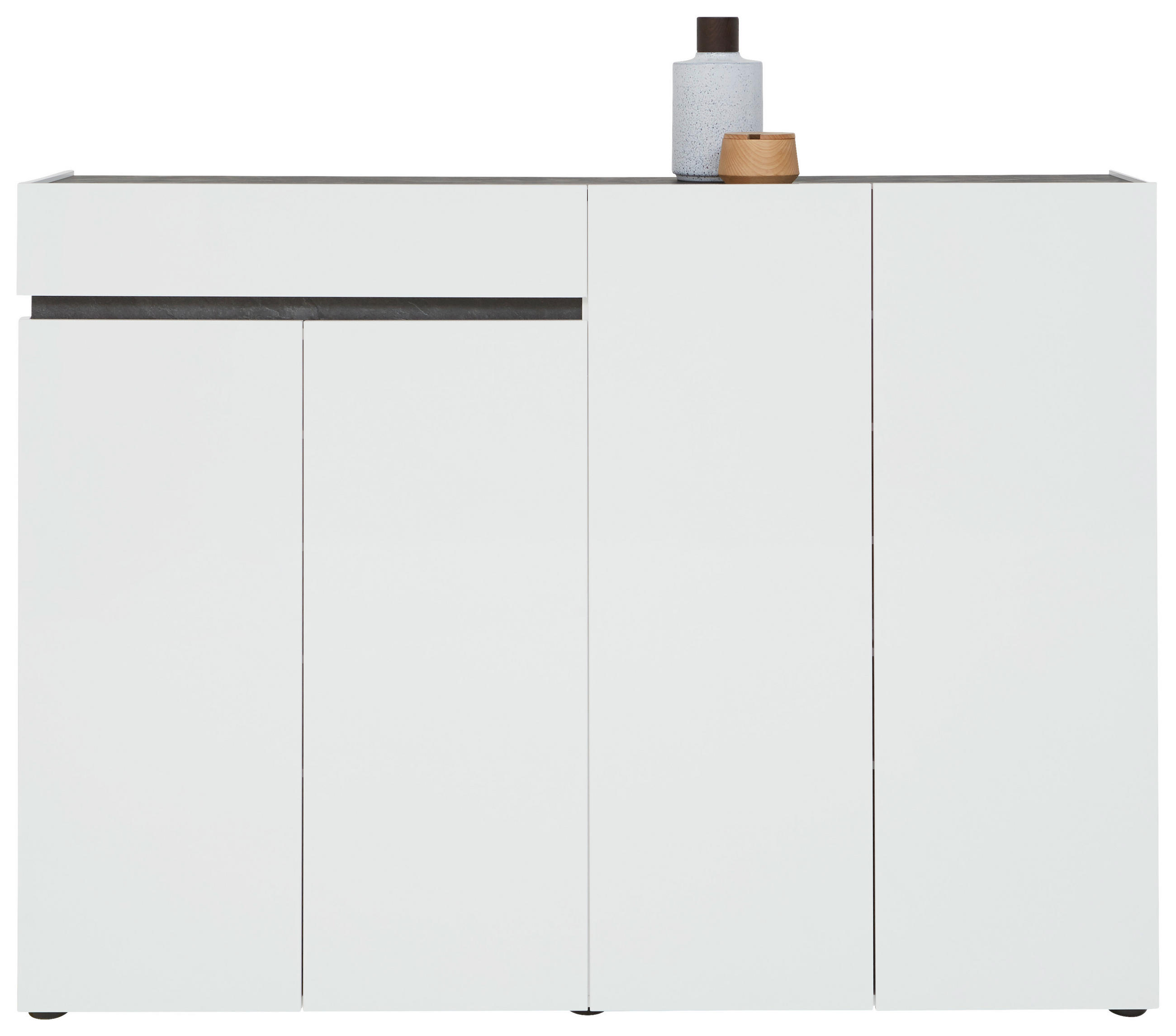SCHUHSCHRANK Anthrazit, Weiß - Anthrazit/Schwarz, Design, Holzwerkstoff/Kunststoff (160,3/118,4/34cm) - Voleo