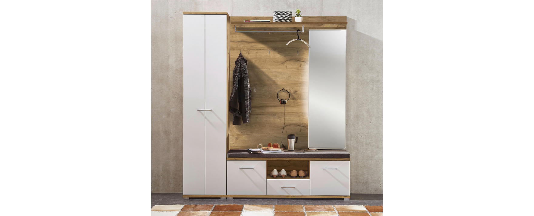 XORA GARDEROBENSCHRANK - Eichefarben/Silberfarben XORA GARDEROBENSCHRANK - Eichefarben/Silberfarben