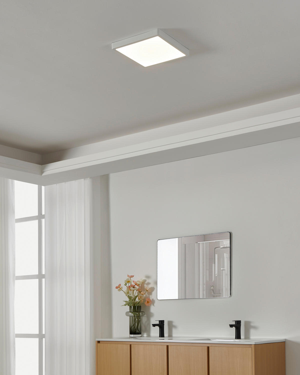 BADEZIMMER-DECKENLEUCHTE Fueva 5 28.5/28.5/3 cm  - Weiß, KONVENTIONELL, Kunststoff/Metall (28.5/28.5/3cm) - Eglo