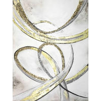 ÖLGEMÄLDE Abstraktes, Strukturen 88/118 cm  - Goldfarben/Grauweiß, LIFESTYLE, Holzwerkstoff/Textil (88/118cm) - Monee