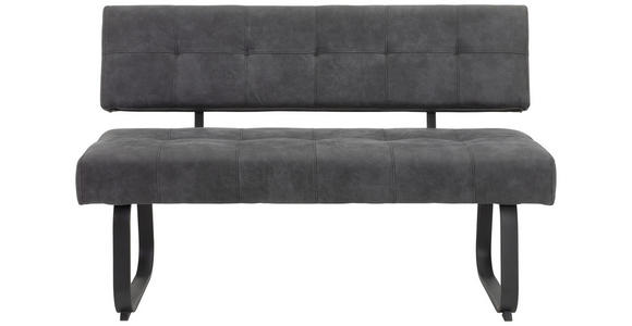 SITZBANK 140/90/64 cm Mikrofaser Dunkelgrau Metall - Dunkelgrau/Anthrazit, Trend, Textil/Metall (140/90/64cm) - Carryhome