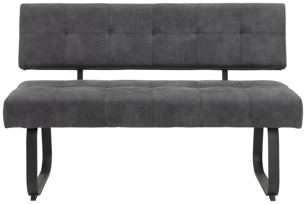 SITZBANK 140/90/64 cm Mikrofaser Dunkelgrau Metall  - Dunkelgrau/Anthrazit, Trend, Textil/Metall (140/90/64cm) - Carryhome