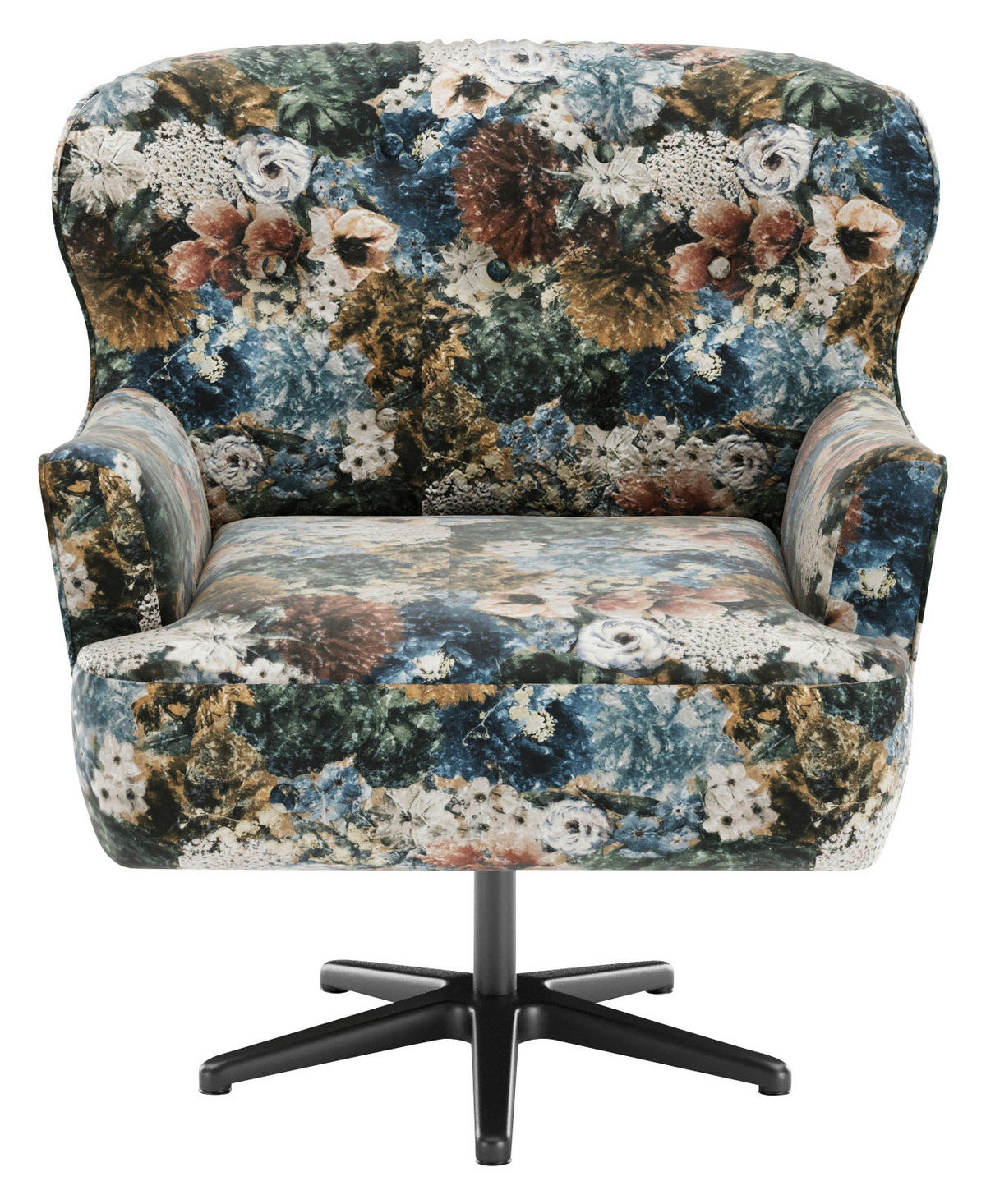 SESSEL in Jacquard Blau, Rosa, Beige  - Blau/Beige, KONVENTIONELL, Textil/Metall (83/97/87cm) - Sit & More